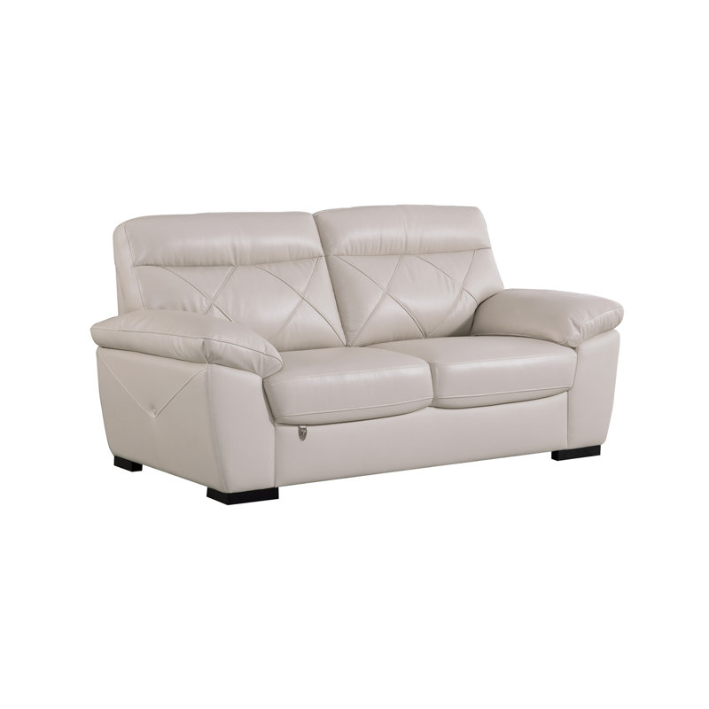 Renfro 72" Pillow Top Arm Loveseat, Light Gray Genuine Leather