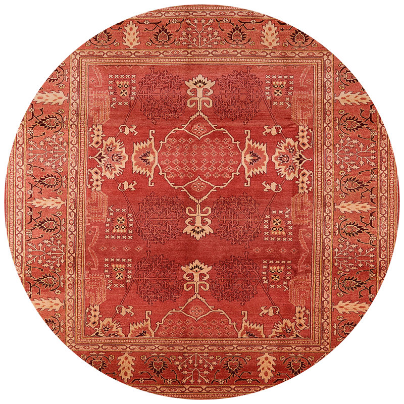 Tapis oriental orange / beige, Rond 4 pi
