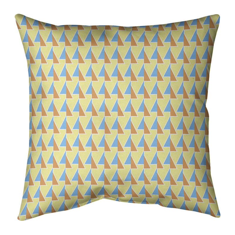 Flèches déplacées à l’intérieur et à l’extérieur Coussin décoratif, 16 po x 16 po, Orange pâle / bleu sarcelle