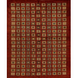 Zarbof Wool Geometric Area Rug in Red