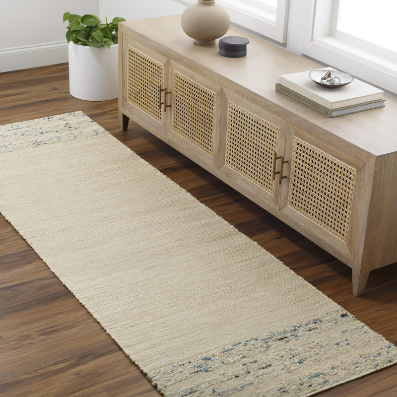 Striped Indoor Rug, Runner 2'6" x 8', Light Beige