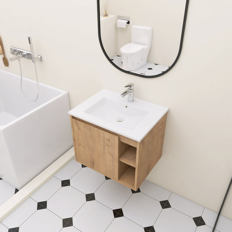 Benvolio 24.02'' Single Bathroom Vanity with Ceramic Top