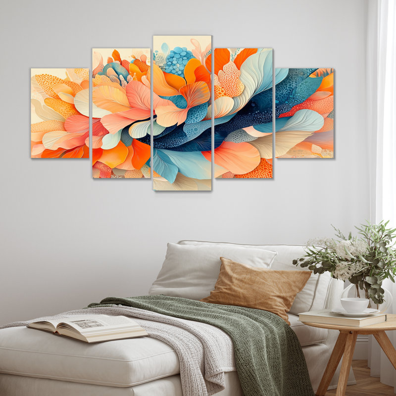 Ferms Dream Botanicals Pastel Fragments I - Botanicals Wall Art - décoration murale moderne, H 32 po x l 60 po, 5