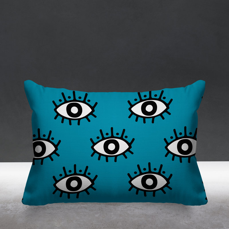 Coussin intérieur / extérieur Ankara Evil Eye, Turquoise