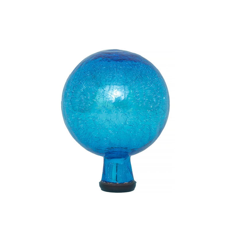 Teal Crackle Glass Gazing Globe with Black Iron Stand