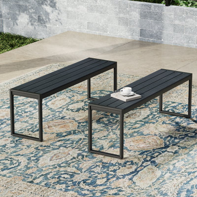 Ensemble de 2 bancs d'extérieur en métal