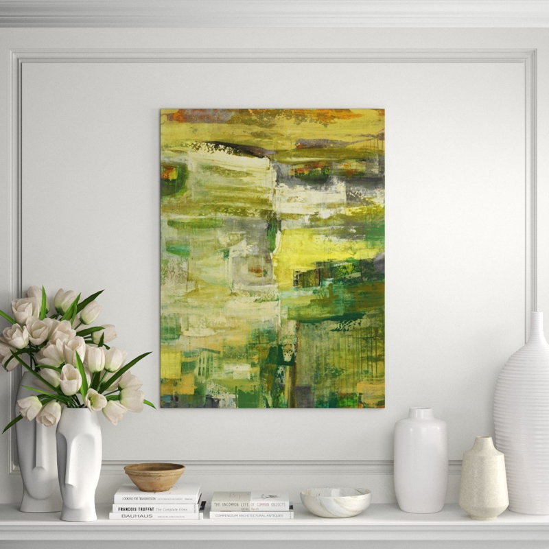 Green Dream Print by Maeve Harris, Glass Coat, 53" H x 40" W x 1.5"D