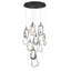 Lustre, 16 lumières, 24 po, noir mat, verre mélangé-349207429