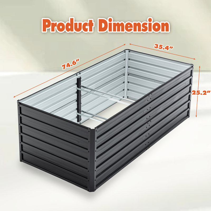 6X3x2 Ft Black Galvanized Raised Garden Bed For Succulent, Herb, And Vegetable Growth - , Warp, Convenient Setup Of Metal Flower, Herb Planting Large Capacity, Weather Proof, Safe Design