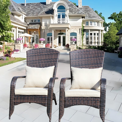 Outdoor Patio Chair With Cushions. Spacious And Ergonomic Design. 24.94W X 34D 34.5H. Water , . Beige Seat Includes All Tools Seating Comfortable. 24.94 Width. Fabric Sponge. Cushion . Assembly