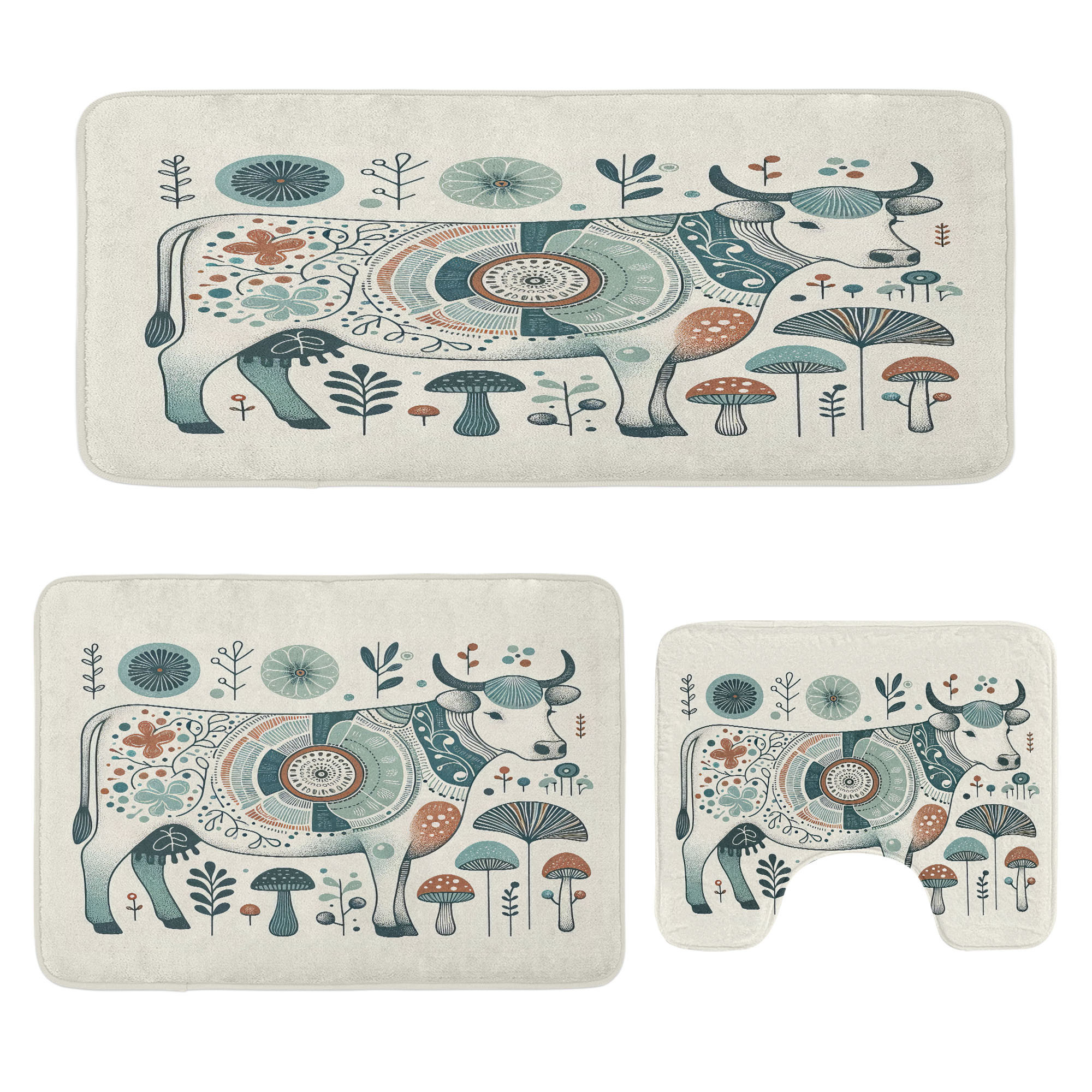 East Urban Home Rustic Bathroom Rug Set 3 Pieces U-Shape & Rectangle ...