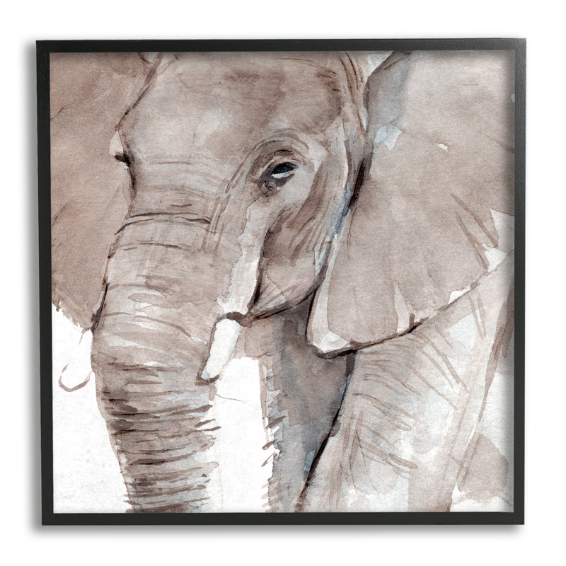 «9_Elephant Trunk Animal Portrait Grey Wrinkles Small Husks» par Art, H 24 po x l 24 po, Giclée encadrée noir minuit