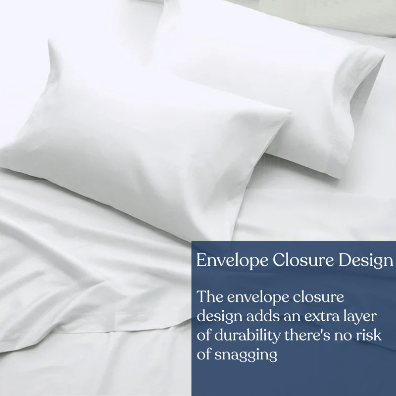 Delara GOTS-Certified Organic Cotton Sateen Pillowcase Set of 2, 400 Thread Count, Soft Long-Staple Cotton, King, Ivory