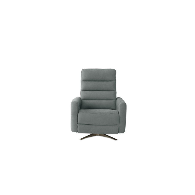 Fauteuil inclinable électrique pivotant en cuir véritable avec support lombaire et port USB , Bleu