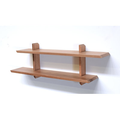 2 Piece Walnut Solid Wood Accent Shelf
