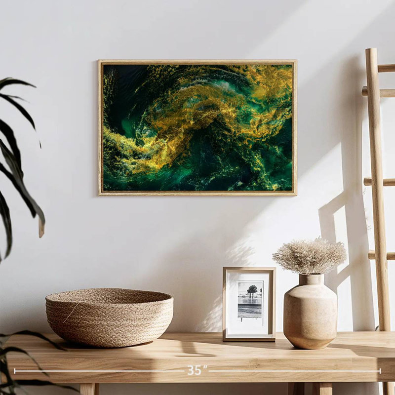 Vagues d'eau, Cadre flottant en bois naturel, 25 po x 17 po