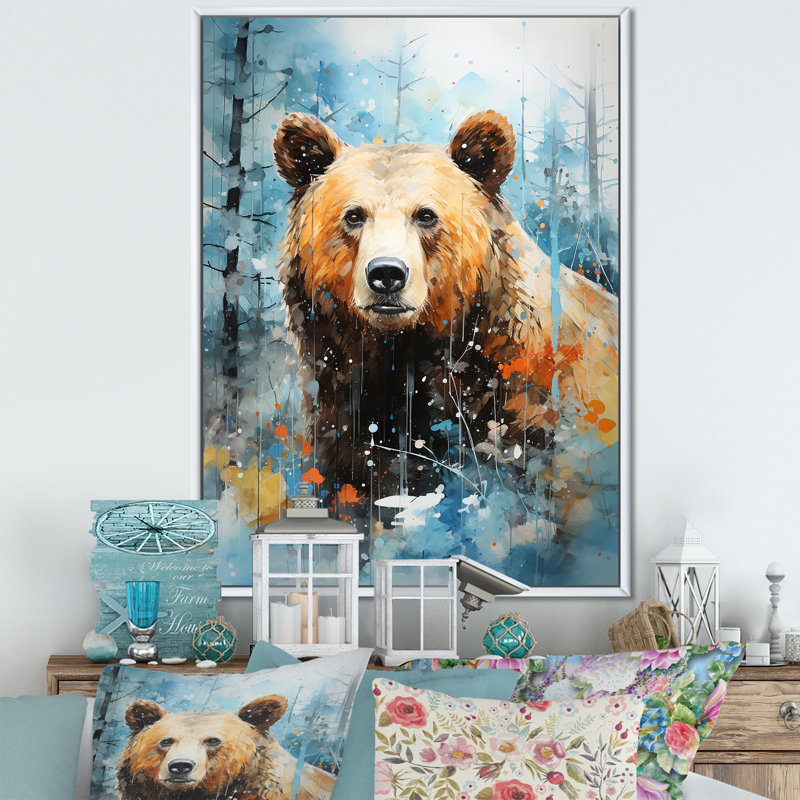 Abstrait, "Habitat d'ours" - Art mural sur toile_106881, H 32 po x l 24 po x P 1 po, Cadre flottant blanc