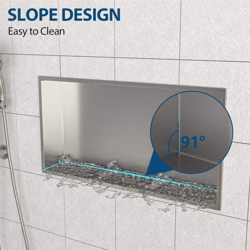 Niche de douche en acier inoxydable 25 po x 13 po, nickel brossé, Nickel brossé, H 13 po x l 25 po x P 3,94 po