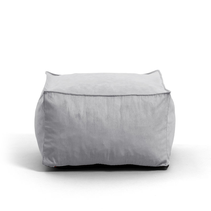Upholstered Pouf, Gray Polyester Blend