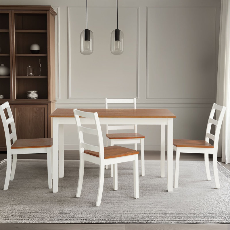 L'ensemble de table de salle à manger 5 pièces comprend une table rectangulaire et 4 chaises