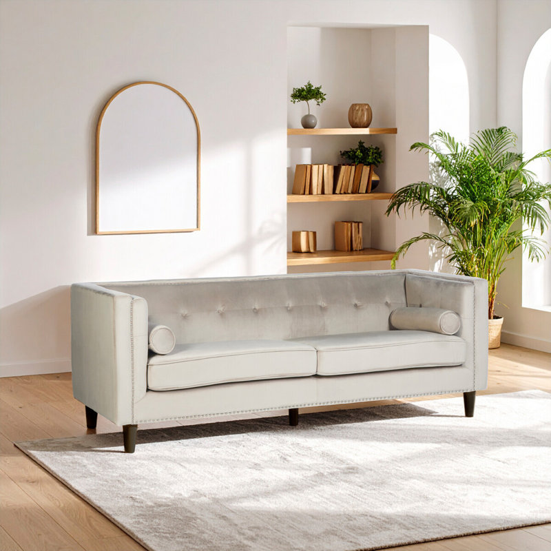 Lilith 3 Seater Velvet Sofa, Mink
