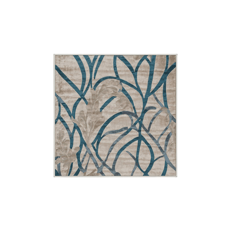 Tapis beige soyeux et moelleux, Carré 7 pi
