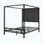 Structure de lit avec structure revêtue, métal, tissu de lin, moderne, auvent gris foncé-1347341704-1347341707