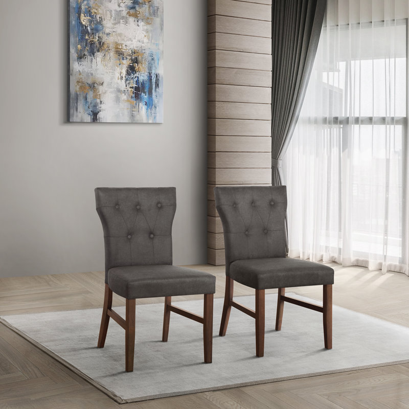 Chaise de salle à manger rembourrée Ast, Gris foncé