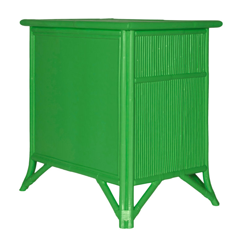 1 - Drawer Rattan Nightstand, Bright Green