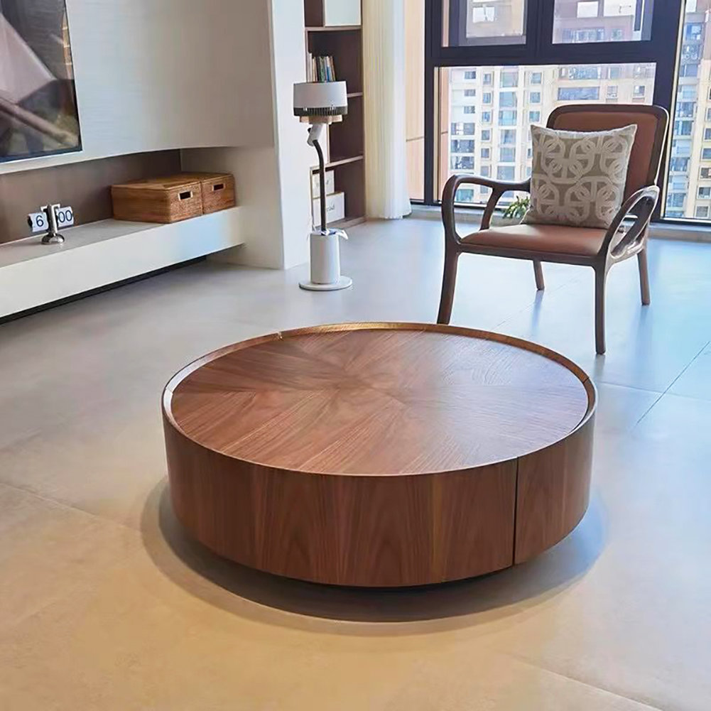 End Tables Living Room Oval Coffee Table with Tray Desktop for Living Room,  Elegant Wood Coffee