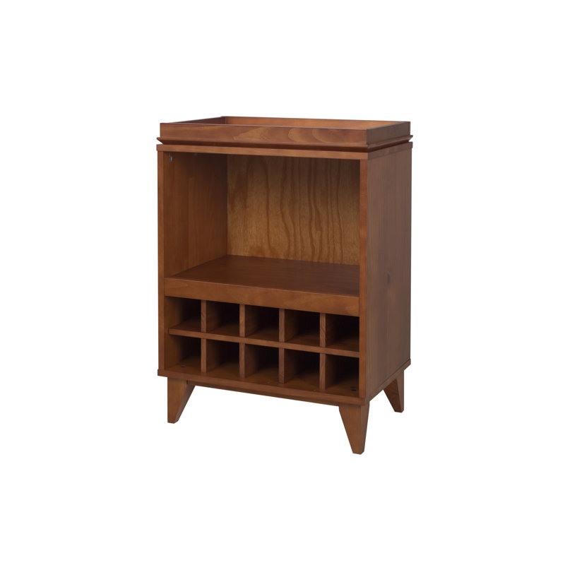Vickey Solid Wood Floor Wine Bottle Rack in Brown