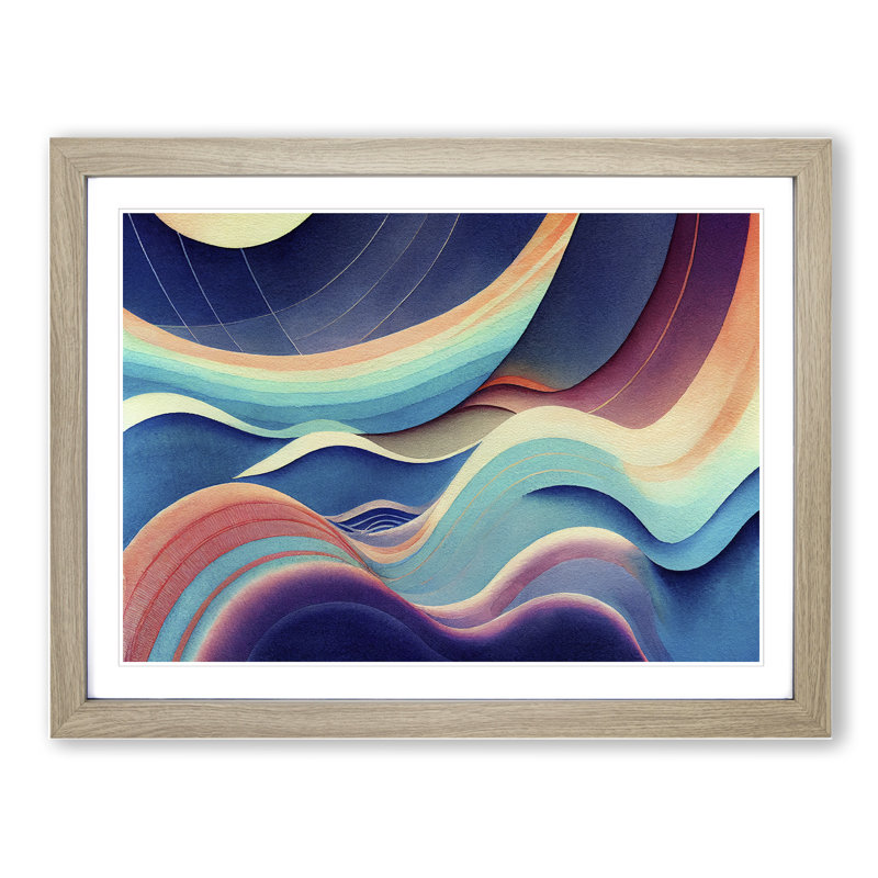 Watercolour Soundwave Vol.3 Abstract - Single Picture Frame Print, 46cm H x 64cm W, Grey