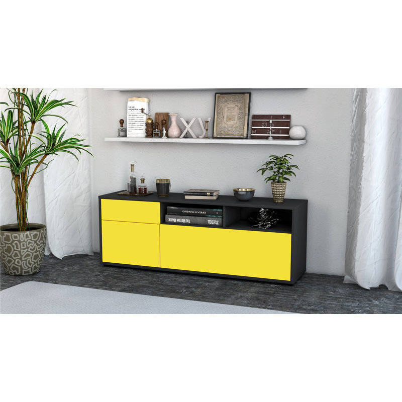 Wycoff TV Stand for TVs up to 60", Yellow / Matte Anthracite