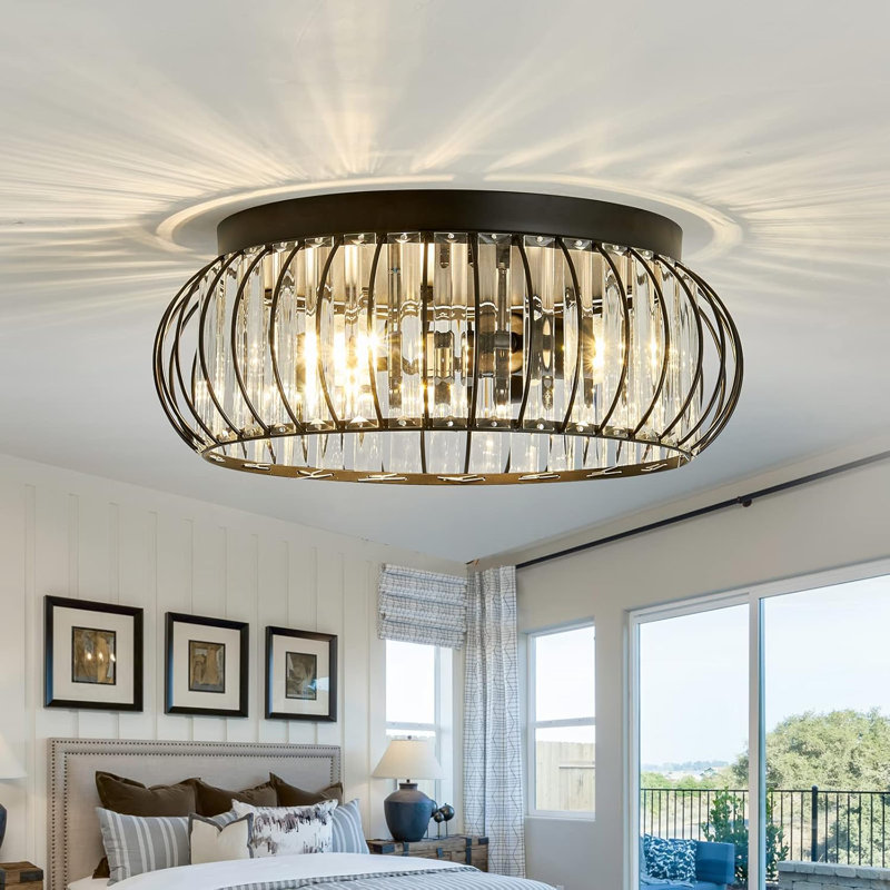 Lustre moderne en cristal, Noir mat