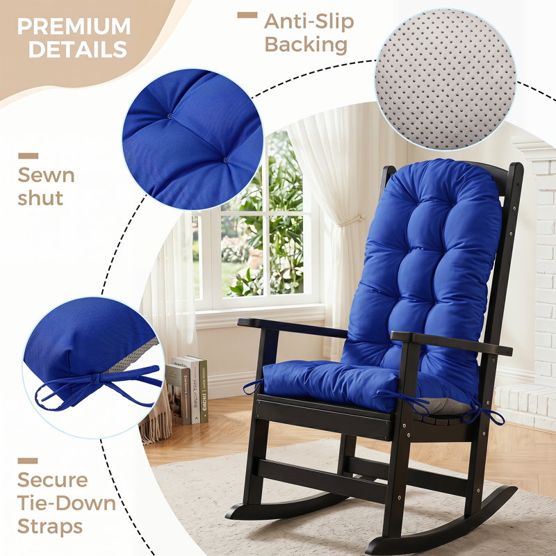 Outdoor/Indoor Adirondack Chair Seat and Back Cushion, Navy Blue