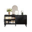 Crédence rustique 60 po de qualité supérieure en noir élégant - Porte symétrique Sunburst-1718080234