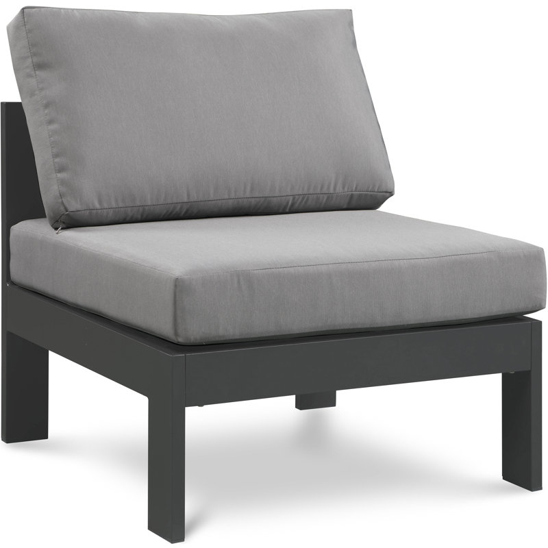 Chaise de patio avec coussins Lajoy, Gris, Gris foncé