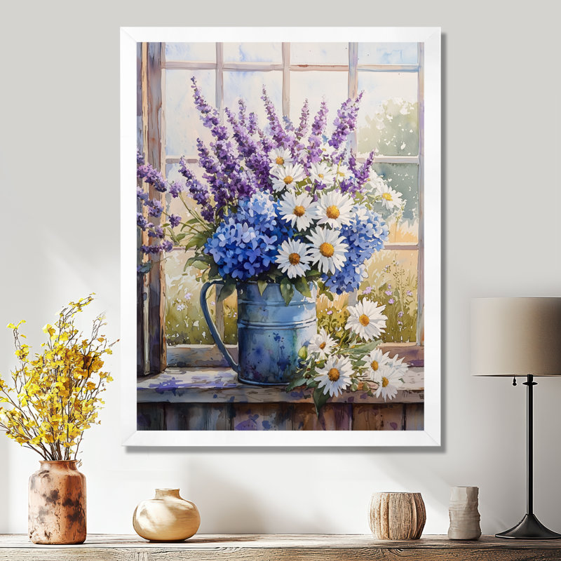 Champlin - Floral Wall Art, 32" H x 16" W, Single Picture Framed Print, White