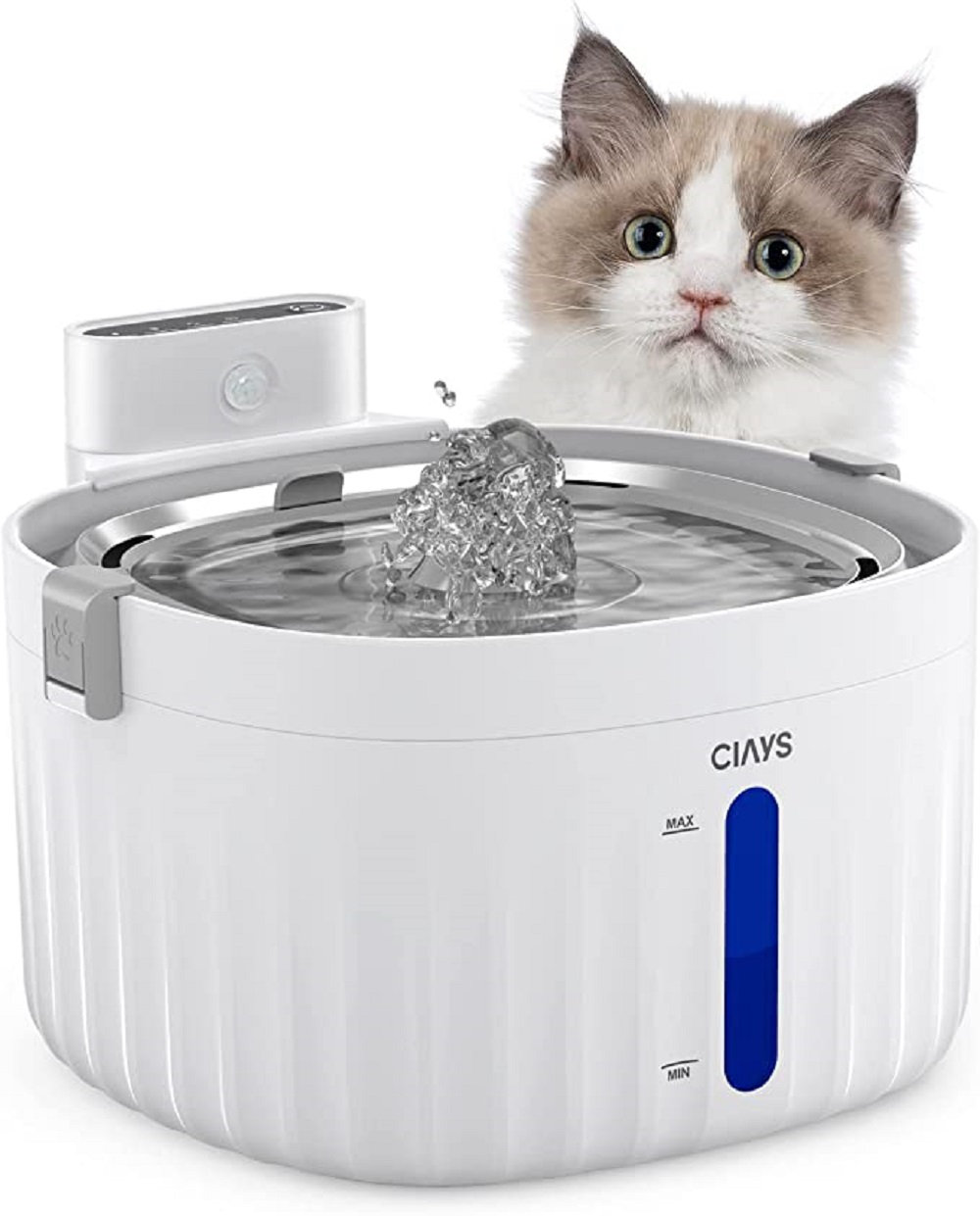 Veken Pet Fountain, 84oz/2.5L Automatic Cat Water Fountain Dog Water  Dispenser with 3 Replacement Filters & 1 Silicone Mat for Cats, Dogs,  Multiple Pets Grey