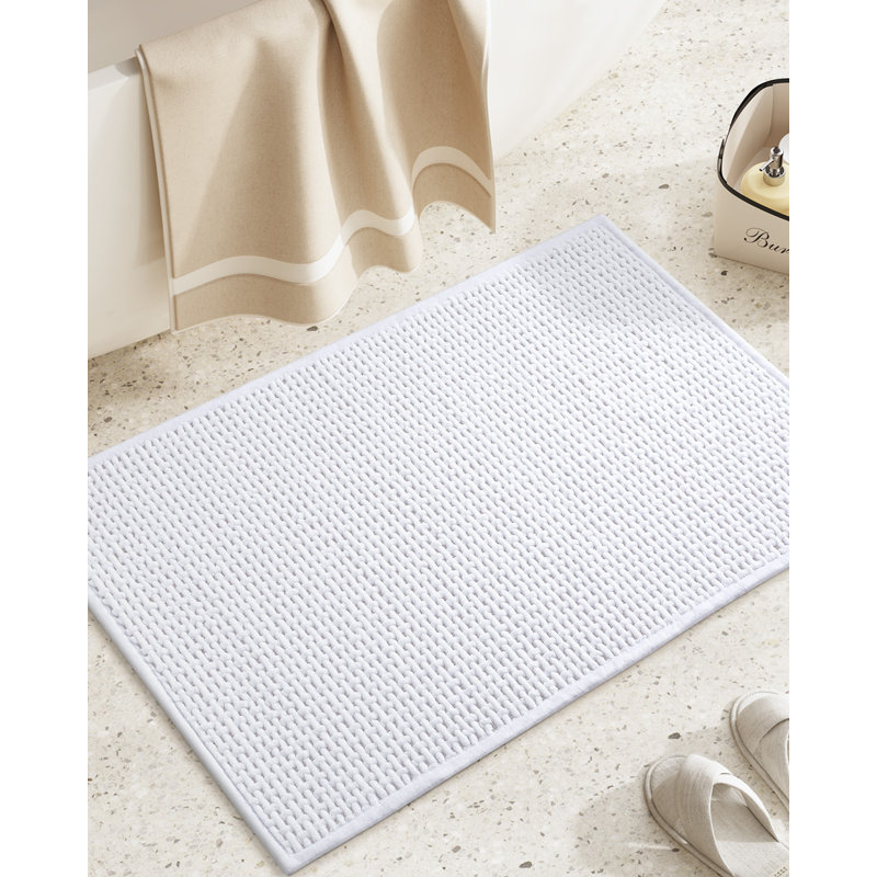 Bairoil Non-Slip Chenille Bath Rug, Single - 16" W x 23.5" L, White