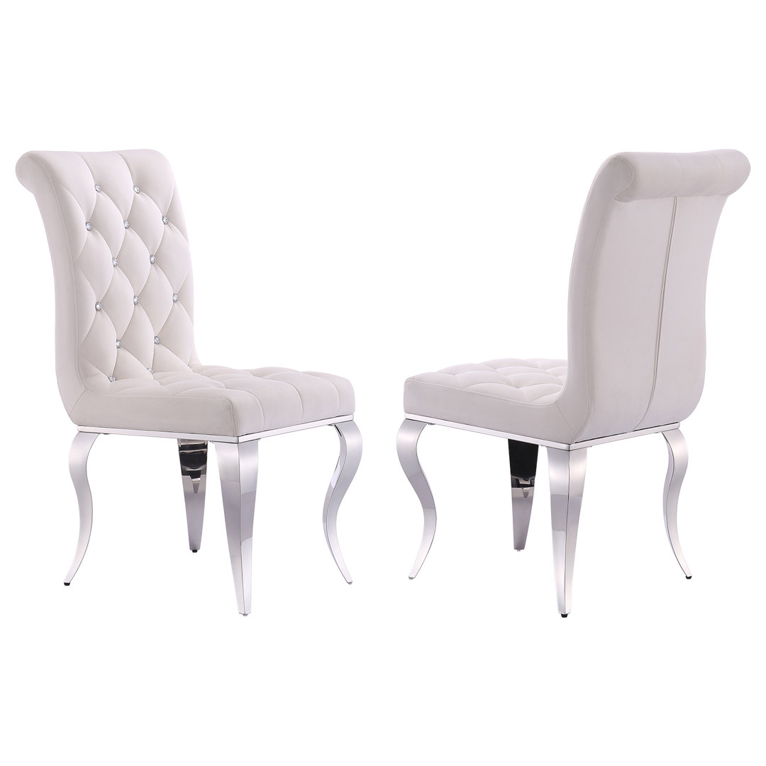 Jayaram White Velvet Dining Chairs With Metal Legs (Set of 2) Rosdorf Park