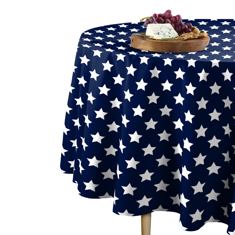 Pulcova Geometric Round Tablecloth, Navy, 90" x 90"