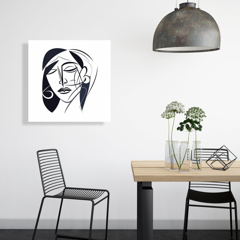 Toile abstraite face - art mural blanc minimaliste