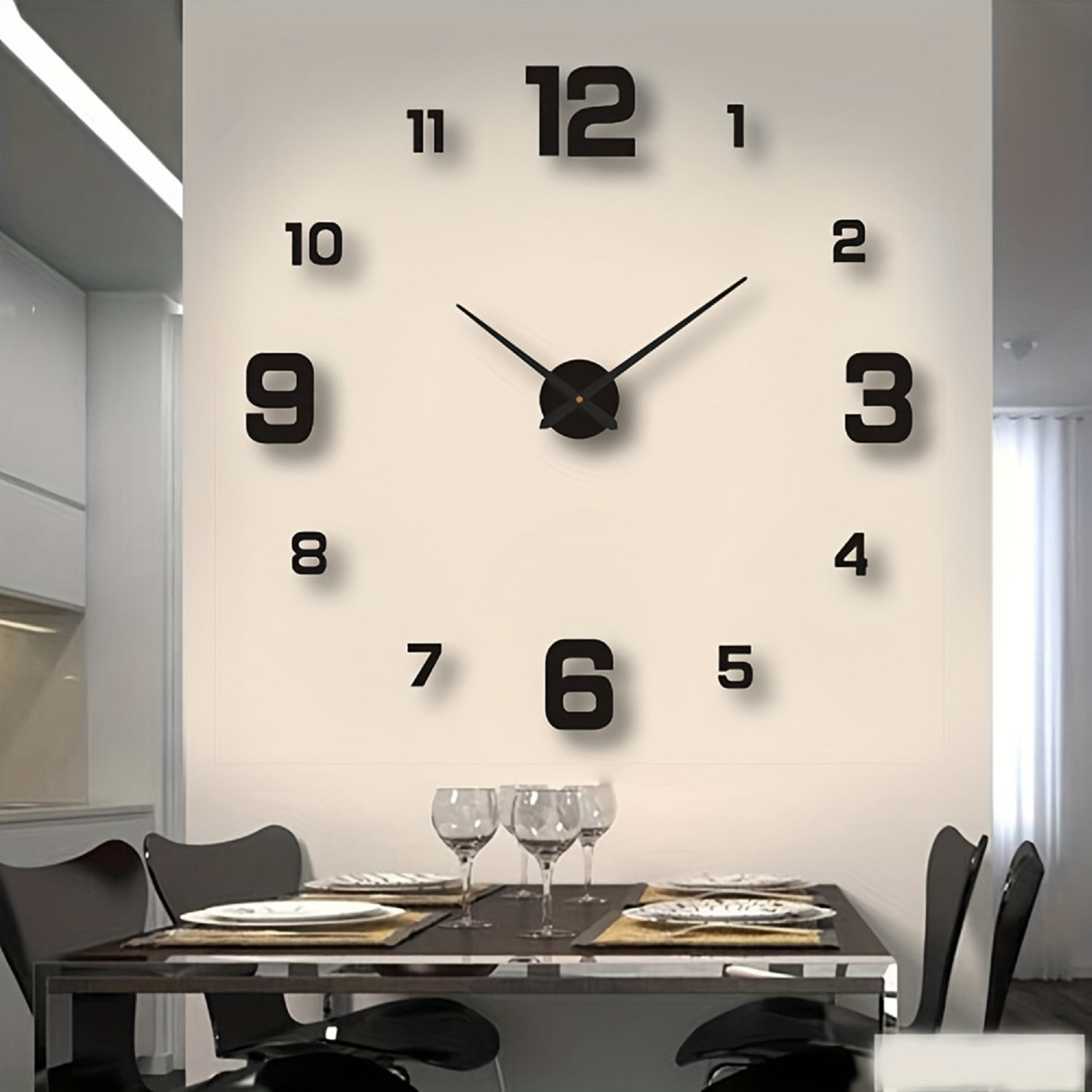 Large Minimalist Wall Clock Modern Black Metal Wall Clock DIY