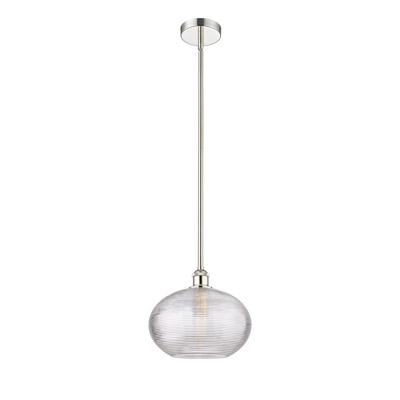 Luminaire suspendu 1 tige Edison Adamariz-616-G555, H 10,25 po x l 12 po x P 12 po, Nickel poli