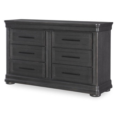 Commode de style champêtre vintage avec 6 tiroirs, plateau à bijoux, prises de courant et ports USB