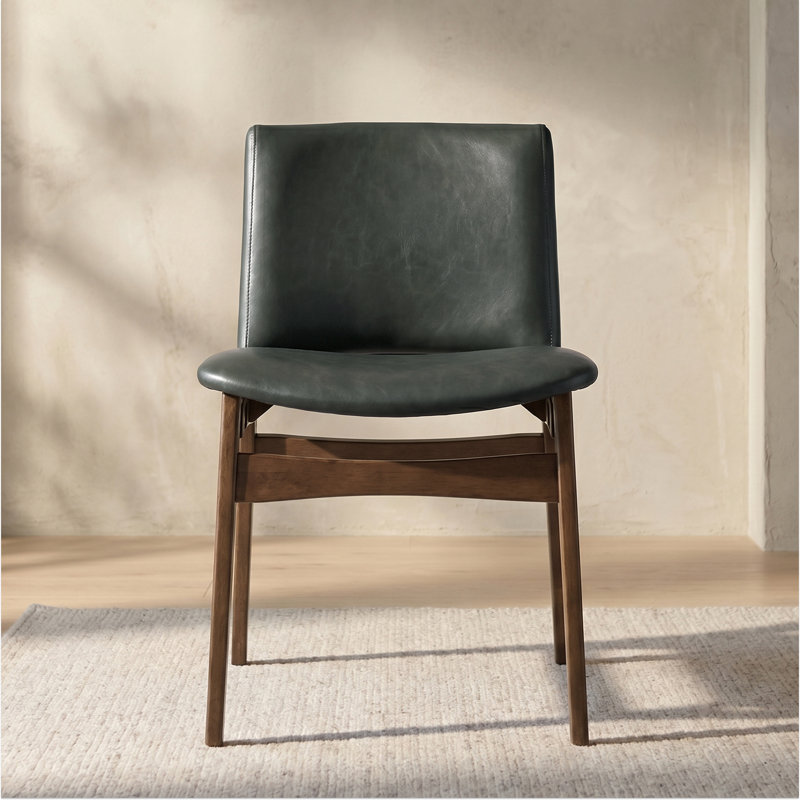 Chaise en cuir pleine fleur Oliva, Vert