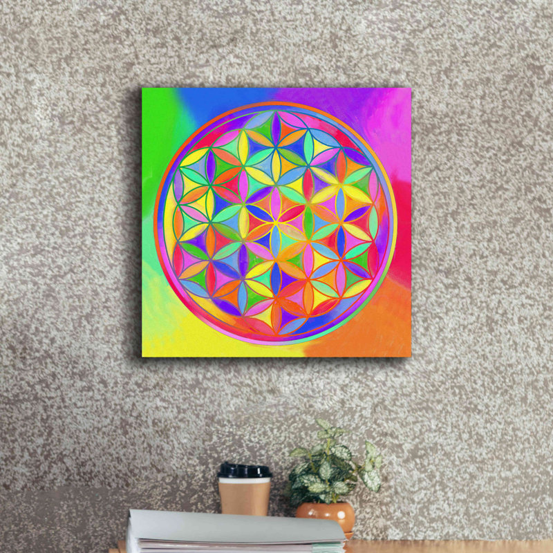 «Sacred Geo Flower of Life» par Howie Green, art mural sur toile, H 18 po x l 18 po x P 0,75 po