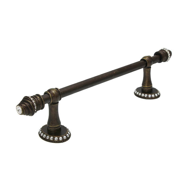 Caché II 24 inches c.c. {approximately} towel bar with 80 rivoli Swarovski Clear Crystals with 5/8 smooth center in Oil Rub Bronze