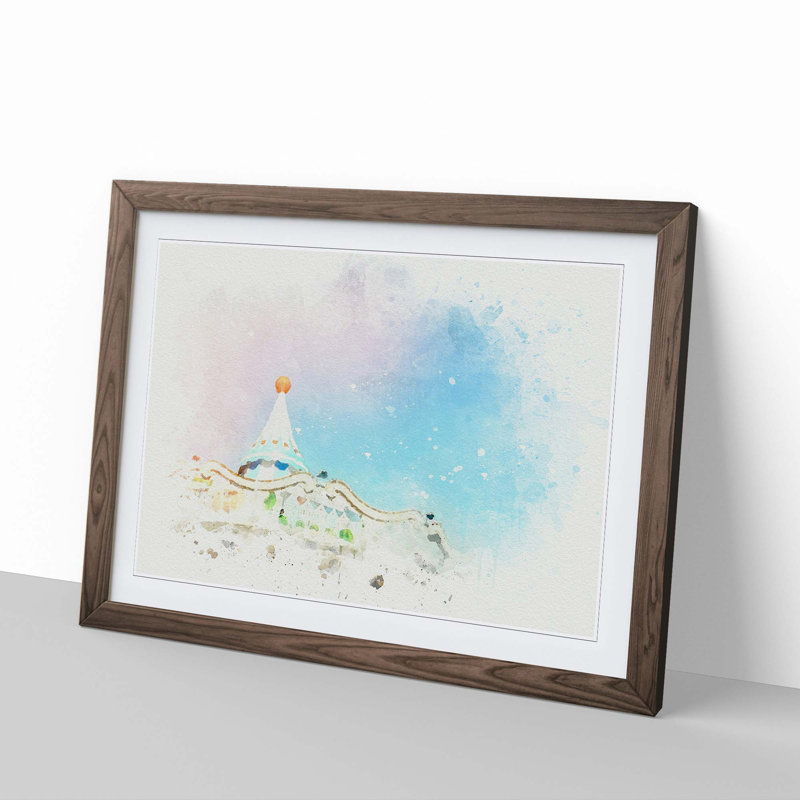 Vintage Carousel in Abstract - Picture Frame Graphic Art Print, 40cm H x 60cm W x 2cm D, Walnut